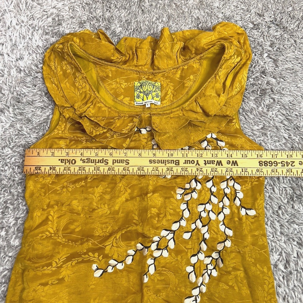 Anthropologie Floreat Catkins Dress Womens 6 Linen Silk Embroidered Jacquard - Picture 11 of 12